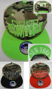 SnapBack Flat Bill Camo Hat [NEW YORK/NY] Screen Print Under Bill